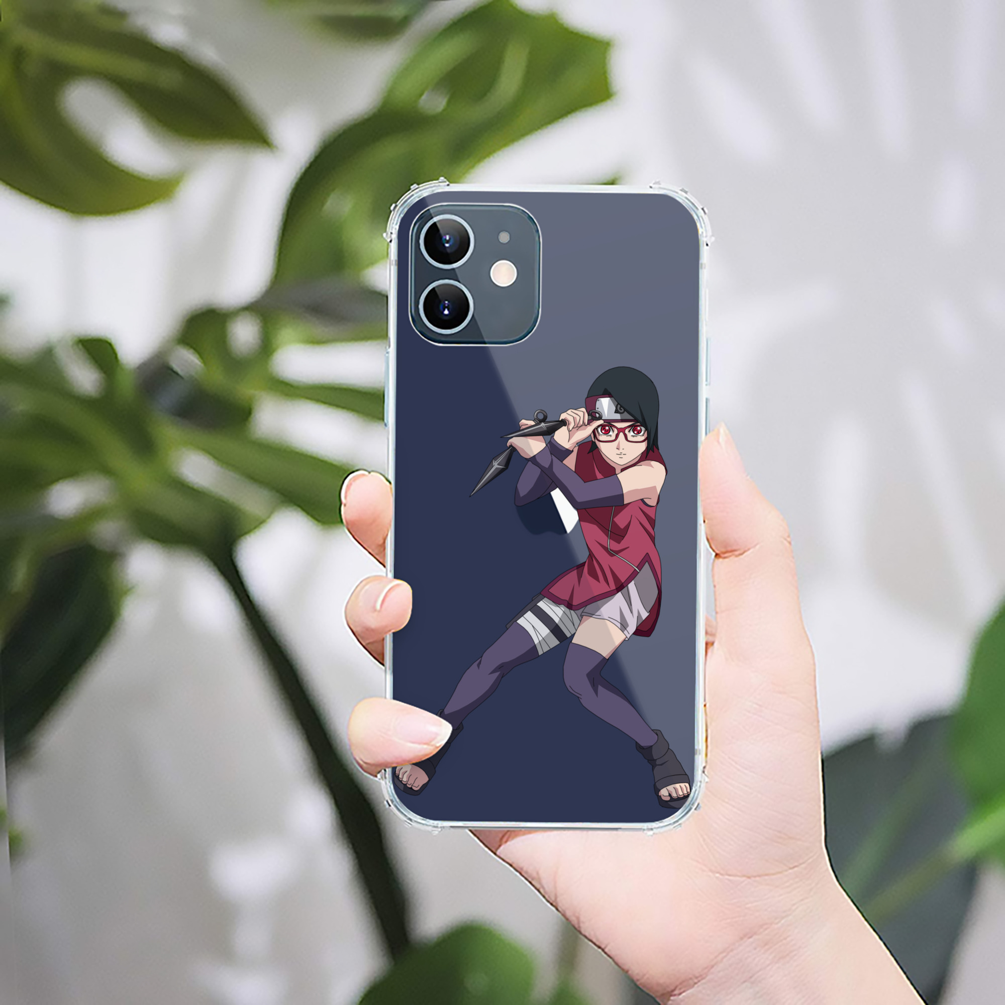 （画像用） NARUTO -ナルト- うちは サラダ Uchiha Sarada 【iPhone 12シリーズ対応】透明スマホケース（クリアソフトケース）